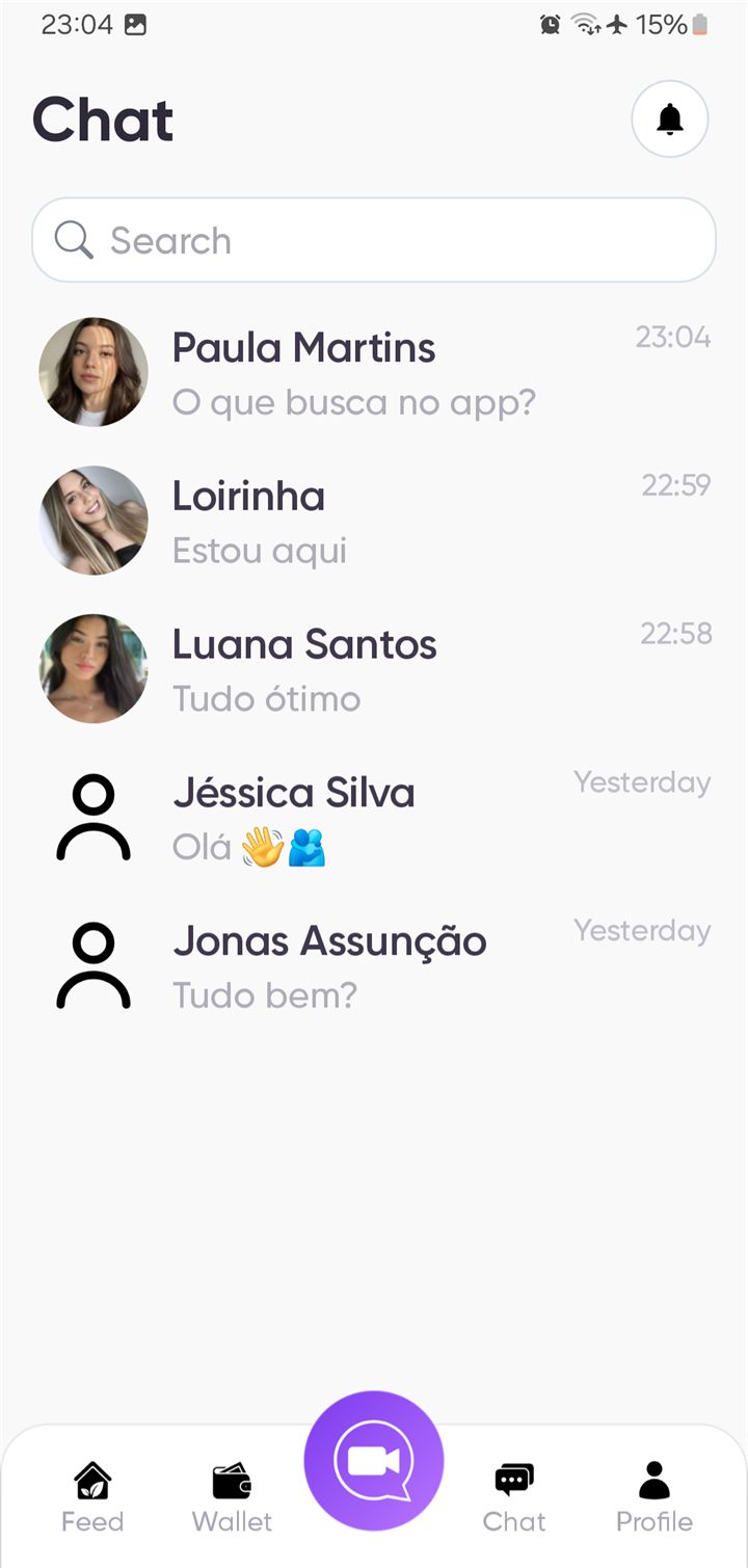 Tela do chat online do Fluup com mensagens por texto